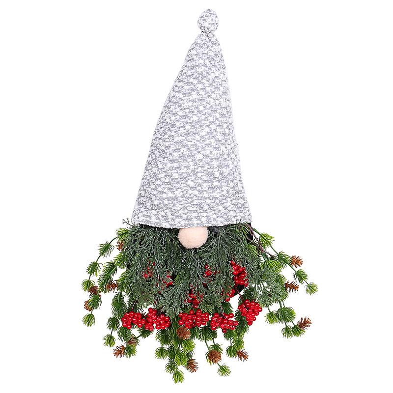 Christmas Wreath, Fabric, Red Fruit Hat, Upside Down Tree, Faceless Santa Claus, Door Hanging, Yard Decoration Props
