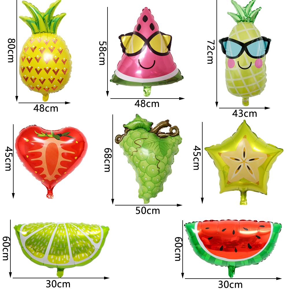 8pcs Fruit Foil Helium Balloons Party Decoration Supplies for Summer Beach Party