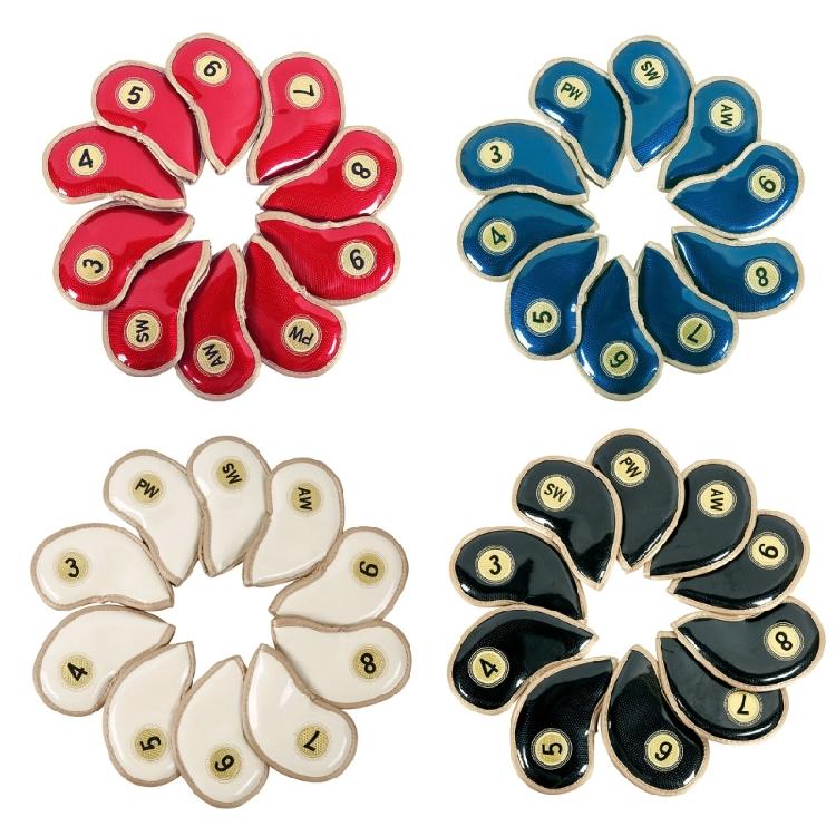 10pcs Golf Iron Head Covers Set Practical PU Leather Durable Headcover