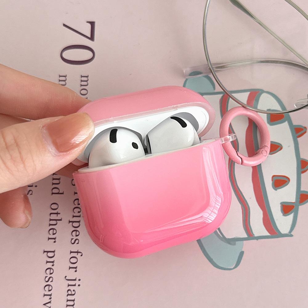 New Gradient Pink Gloss Smooth Soft Silicone Case With For Apple AirPods Pro 2 3 4 1 Wireless Bluetooth Earphone Cover