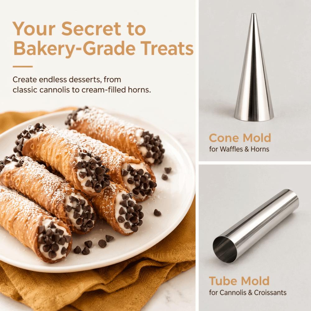 16pcs Non Stick Cone Cream Horn Mold Stainless Steel Croissant Conical Tube Mold  Kitchen Baking