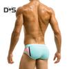 Men Swimming Trunks Elastic Soft Quick Dry Breathable Slim Fit Color Matching Mid Waist Bathing Briefs Surfing Water Sports Swimming Shorts