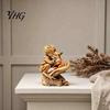 Vintage Home Accents Fairy Tale Little Boy and Fox Wooden Figurine, Rustic Desktop Statue, Artistic Carved Christmas Gift Ideas Sculpture Ornament for