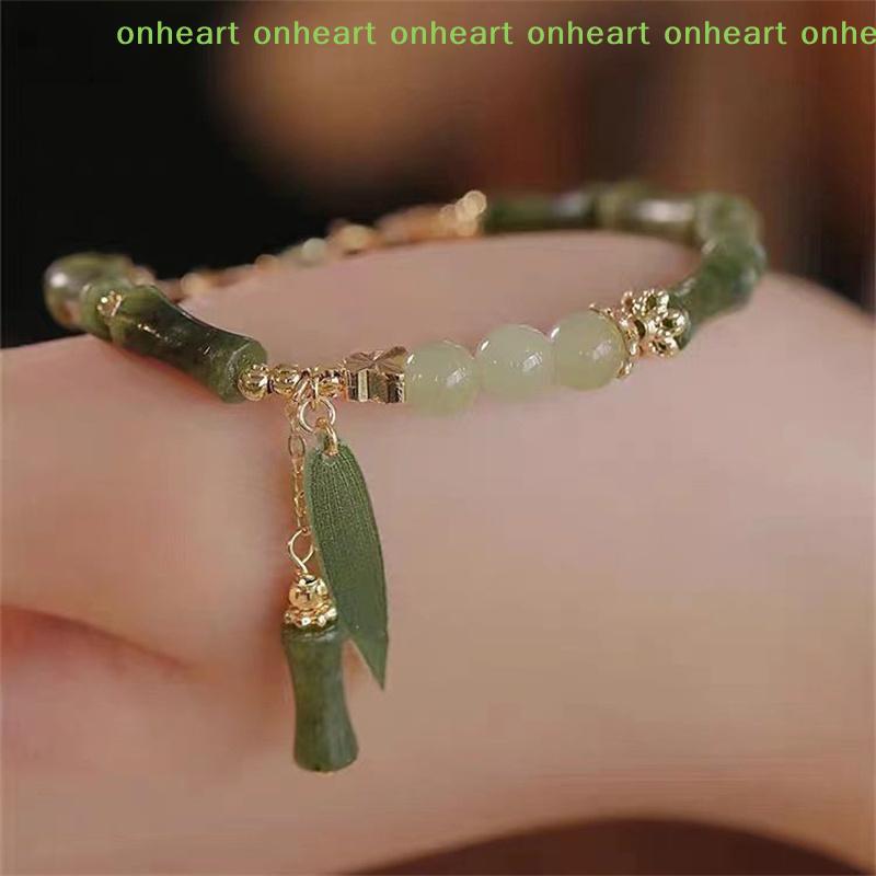 [C]Kreatives Grünes Bambusperlen Armband Retro Chinesischer Stil Einfaches Mode Armband Für Frauen Schmuck Zubehör Geschenk