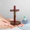 Wooden Crucifix Cross with Detachable Stand 3.93" Standing Catholic Wood Jesus Christ Cross Table Centrepiece Home Decor