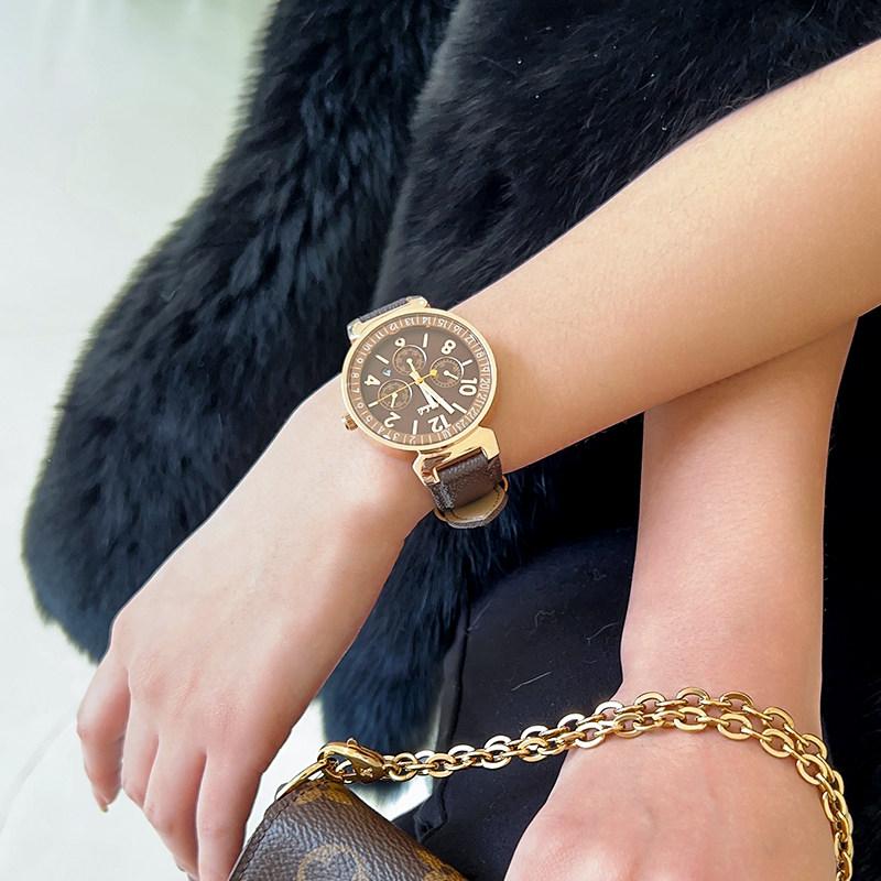 Montre de luxe en cuir style vintage: une montre à quartz élégante et de haute qualité, parfaite pour le lieu de travail — le cadeau idéal pour les femmes
