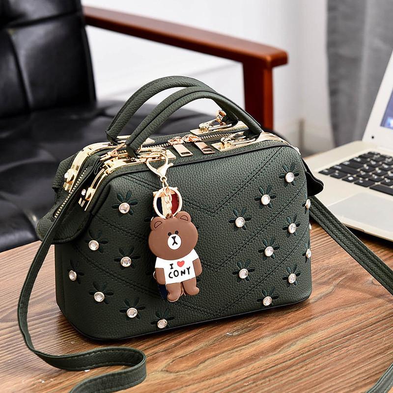 Vintage Flower Embroidery Trendy Pu Crossbody Purse Hidden Pocket Bags Sequin