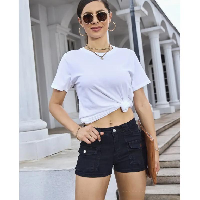 2026 Summer New Women's Denim Stretch Shorts with Multiple Pockets Casual Denim Shorts