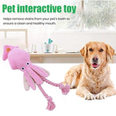 Dog Plush Vocal Toy Octopus Shape Pet Chew Toy Teeth Cleaning Toy Interactive Dog Toy Combat Boredom Dog Companion for Small Large Dogs