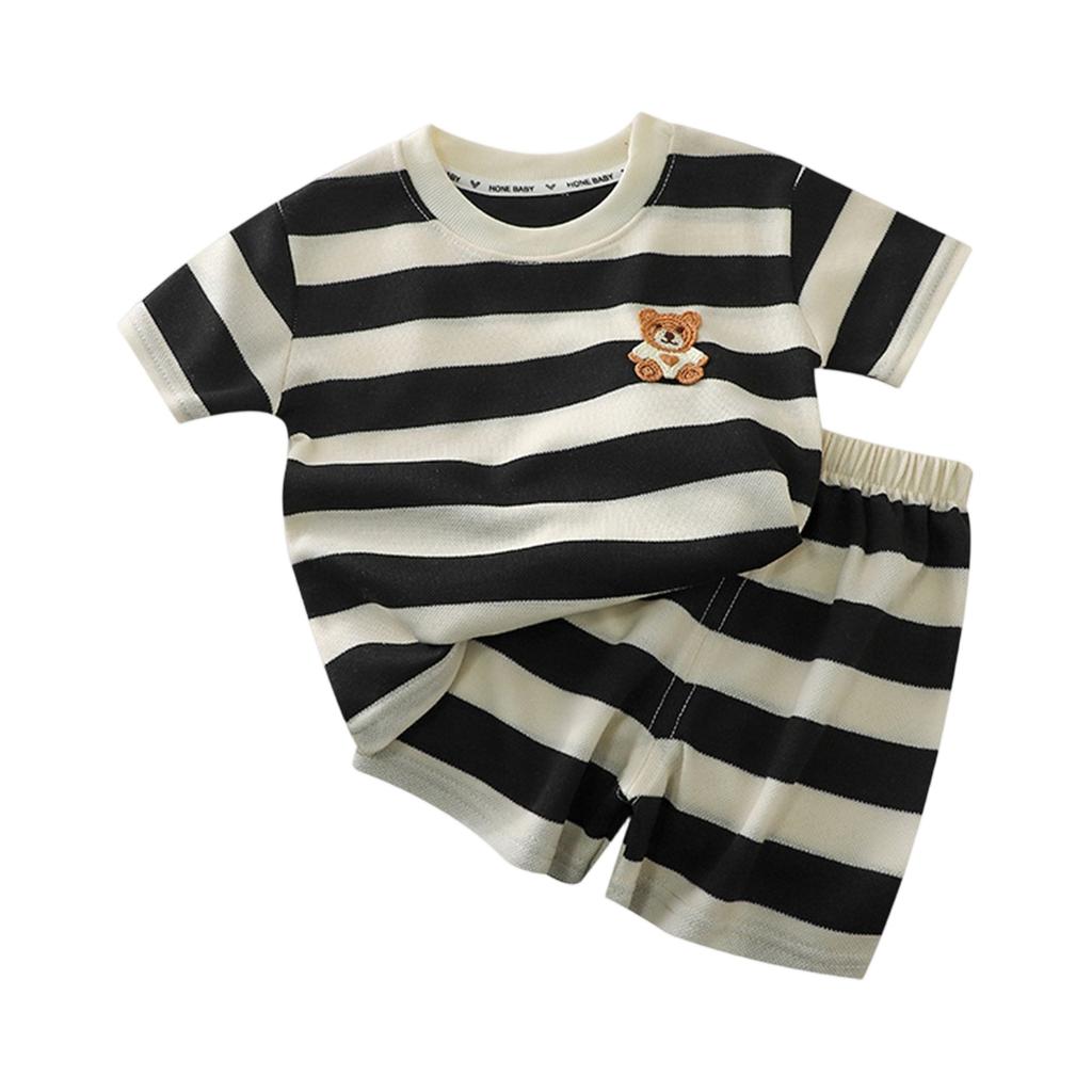 Children's Short Sleeve Suit Striped T-shirt Summer Baby Infant Clothes Kids Clothes