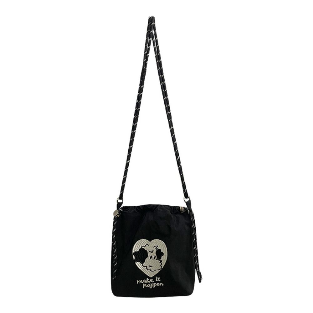 

Printing Embroidery Handbag Korean Style Nylon Crossbody Bag Portable Nylon Drawstring Bag Women Style 4