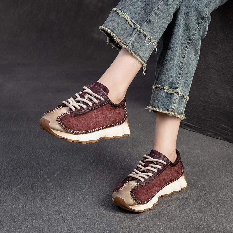 Fashion GKTINOO 2025 Autumn New Retro Round Toe Genuine Leather Sneakers Women's Shoes Casual Platform Soft Soled Sports Shoes