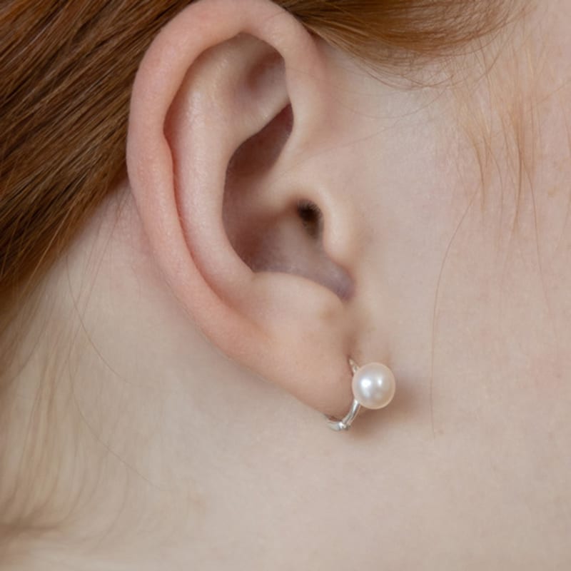 TATIANA (925 Silver) Simple Freshwater Pearl Hoop Earrings EC3238