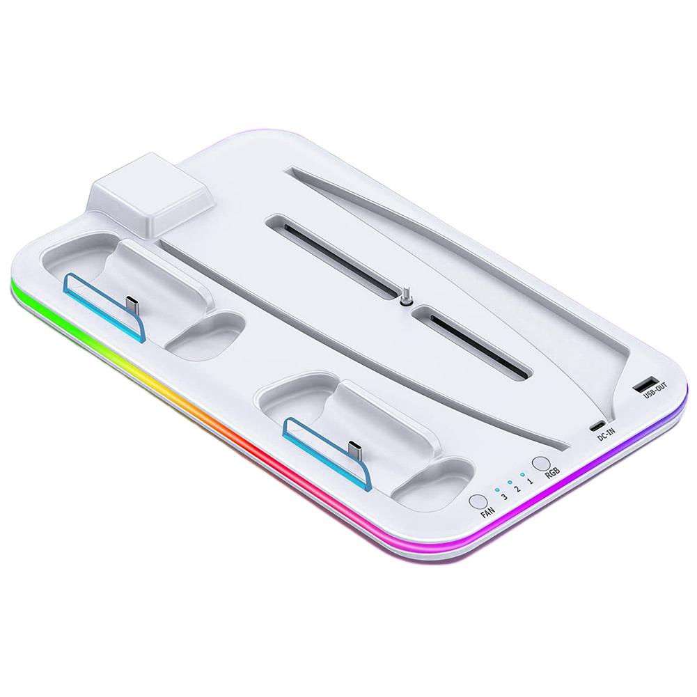 Vertical Cooling Base Game Helmet Rack Controller Charger Stand Storage Disc with RGB Light DC5V-5.5V for PS VR2 PS5