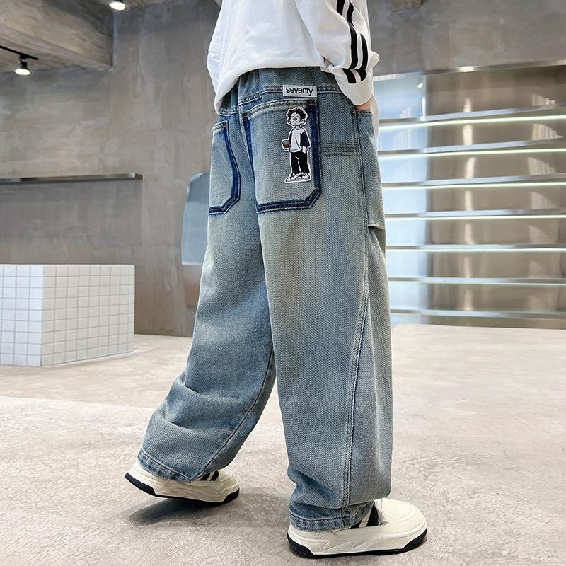 Boys' Straight Leg Jeans Spring and Autumn Loose Casual Pants Boys' and Children's Pants