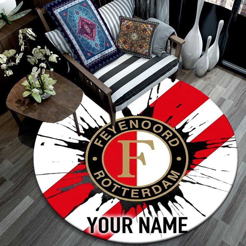 Custom Name Feyenoord Rotterdam2 Round Area Rug,Carpet Rug for Living Room Bedroom Sofa Playroom Decor,Non-slip Floor Mat
