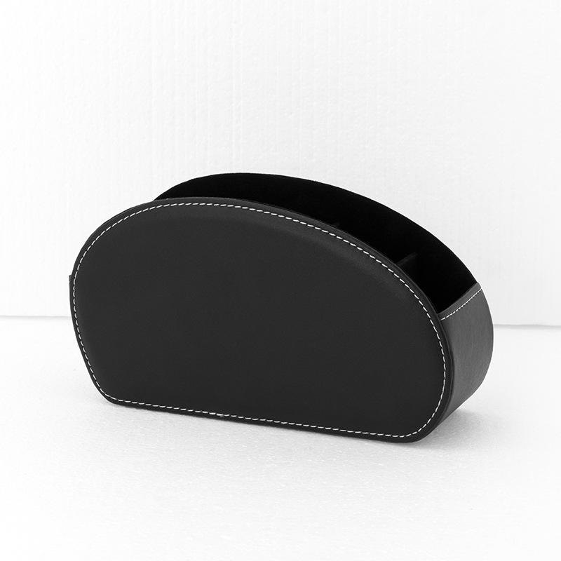 Remote Control & Desktop Organizer, PU Leather, 5-Compartment Storage Box for Office and Cosmetics