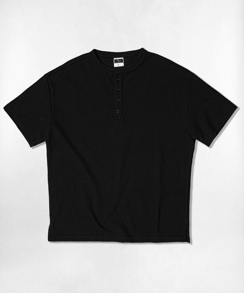 Nasyujeueol [2Pack] Usual Waffle Henley Neck Short Sleeve T-Shirt 3 Colors
