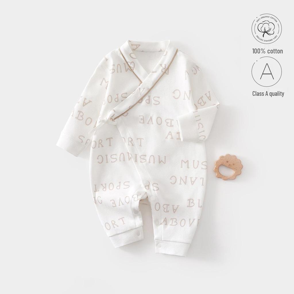 Tagloses Baby-Bodysuit aus reiner Baumwolle mit langen Ärmeln für Frühling & Herbst