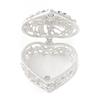 Silver-Plated Heart-Shaped Jewelry Box with Diamonds & Pearls