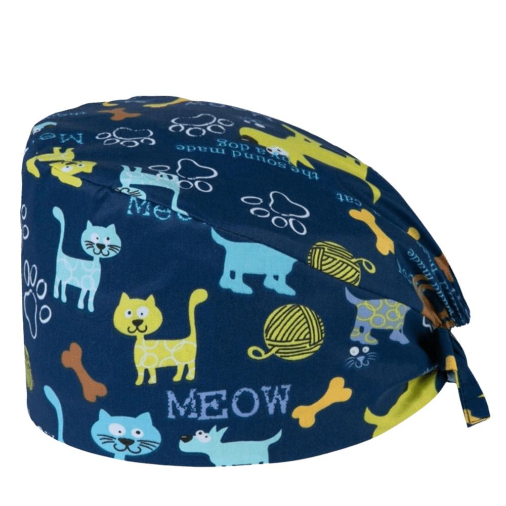 Unisex Cartoon Printing Scrub Cap Adjustable Buckle Print Design Lab Scrub Hat Breathable Soft Pure Healthcare Hats Pet Hospital
