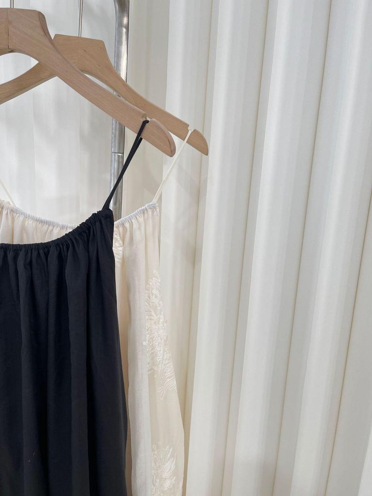 Elegant 3D Embroidered Ramie Suspender Dress - New Chinese Style