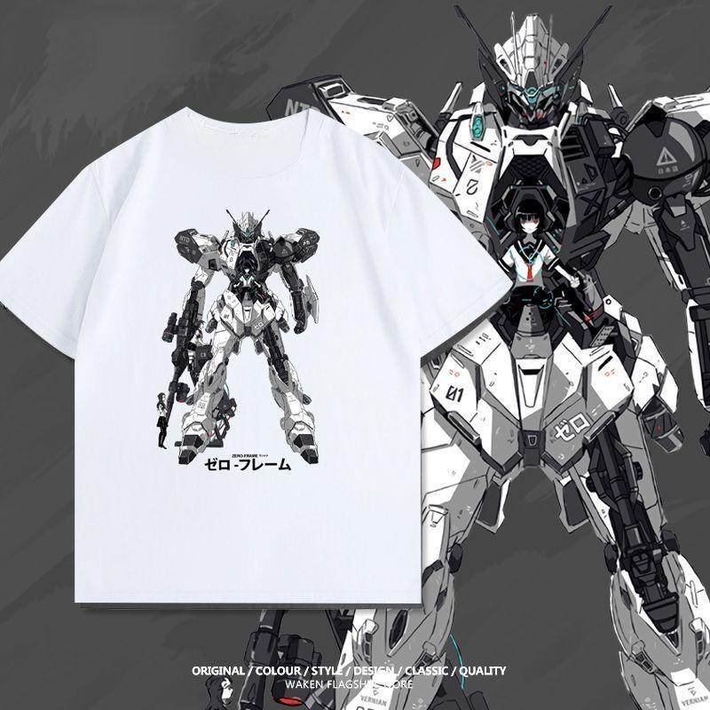 

Лето 2026 Новая Gundam Zero изысканный узор Воин Свободная футболка с коротким рукавом Хлопок Круглый вырез Топ Модная качественная рубашка M
