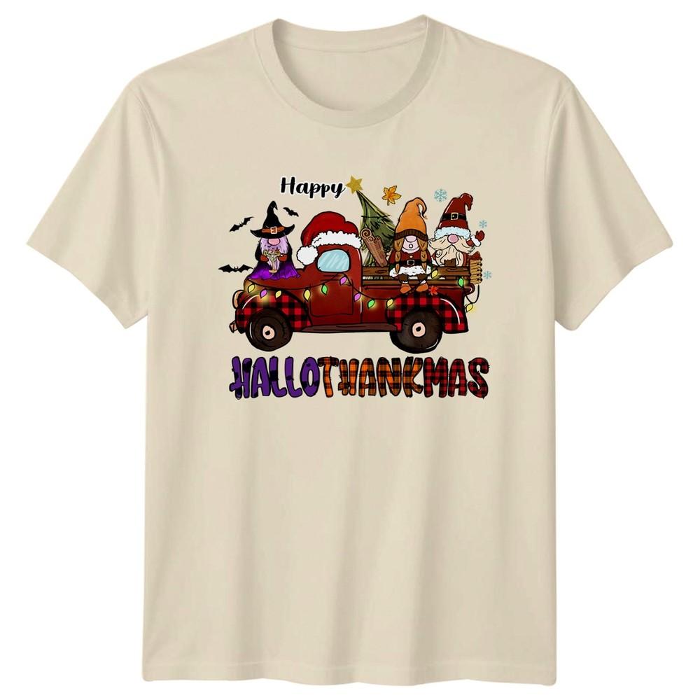 Happy Hallothanksmas TShirt Multi Holiday Christmas Gift For Him And Her