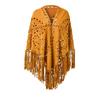 Women Shawl Warm Fabric Solid Color Versatile Hollow Tassels Hem Winter Scarf Comfortable Shawl Wrap