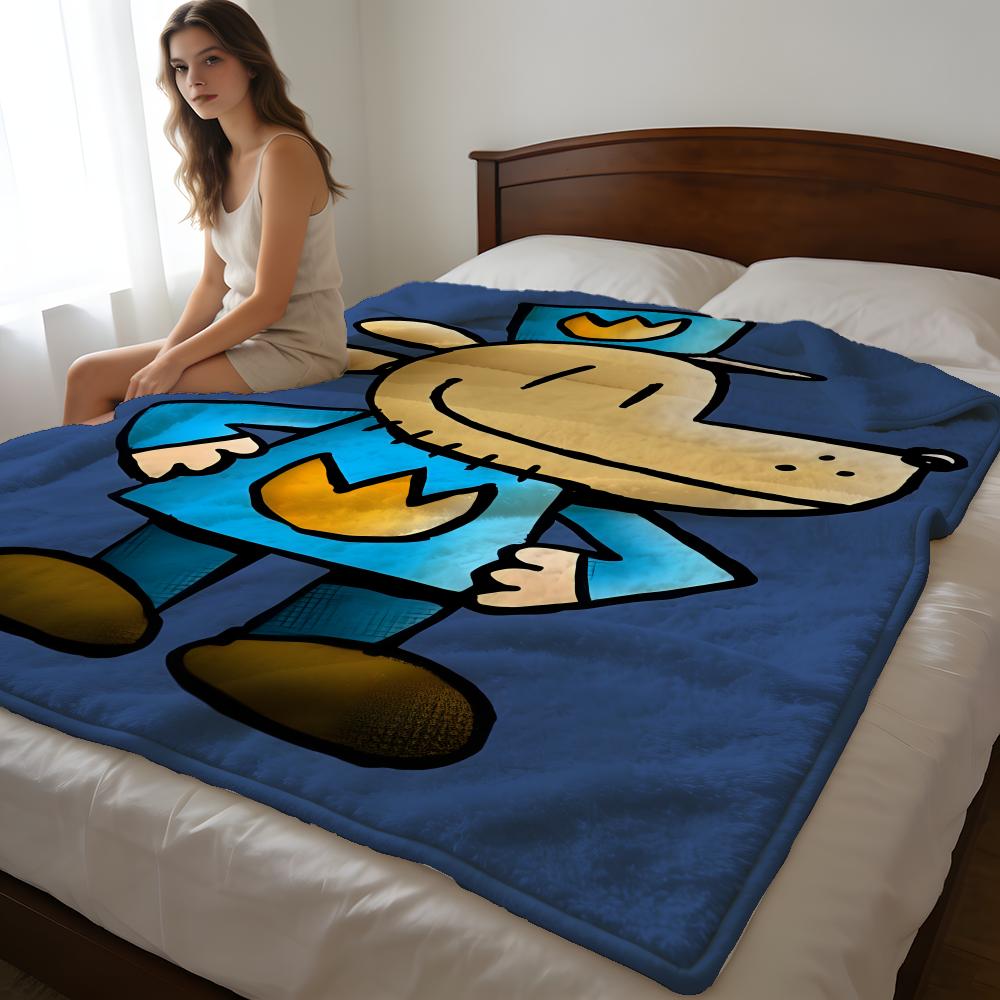 Throw High-Density Short Plush Blanket For Sofa Nap Room Soft Skin-Friendly dog man
