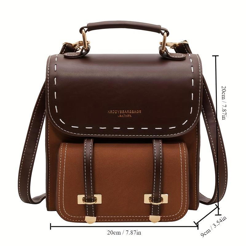 

Retro Flap Backpack For Women Preppy Style College Schoolbag Fashion Crossbody Handbag For Daily Use коричневый