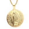 Mens Necklaces Virgin Mary Maria Miraculous Medal Gold Color Stainless Steel Fashion Religion Jewelry