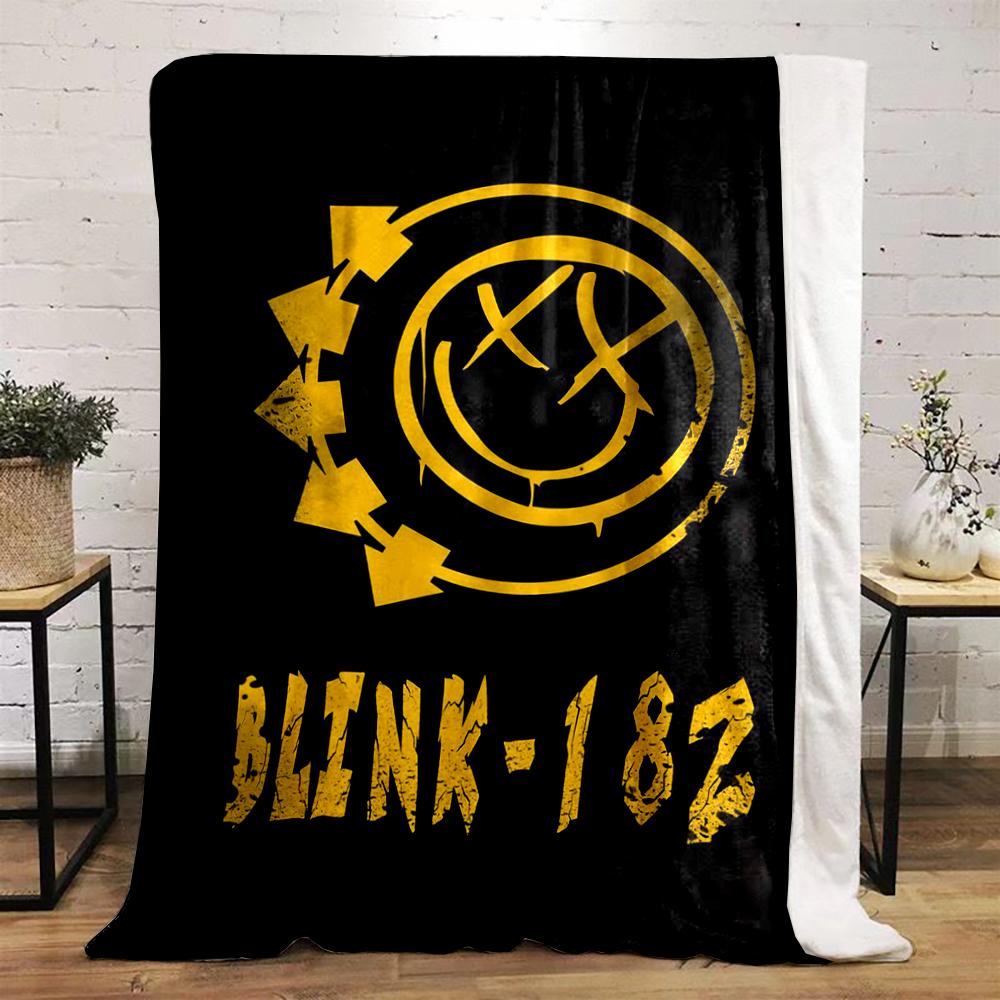Blink-182 Logo Printed Flannel Blanket for Bedroom, Living Room, Sofa, and Nap