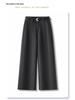 Unisex High-Waisted Gray Wool Sweatpants for Kids, Winter 2025: Thick Wide-Leg Petite Fit