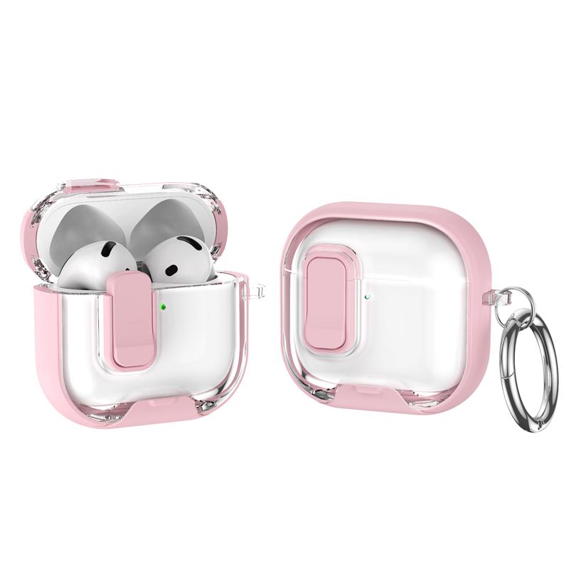 Rainbow Transparent Headphone Case with Stand and Locking Closure For Airpods 4 Pro2/Pro Case Shockproof With Hooks