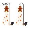 Festive Yard Stake Lights Gingerbread Solar Garden Light, Waterproof Outdoor Light with Warm Powered Snowman Alternatives Waterfall LED, Pathway Lamp