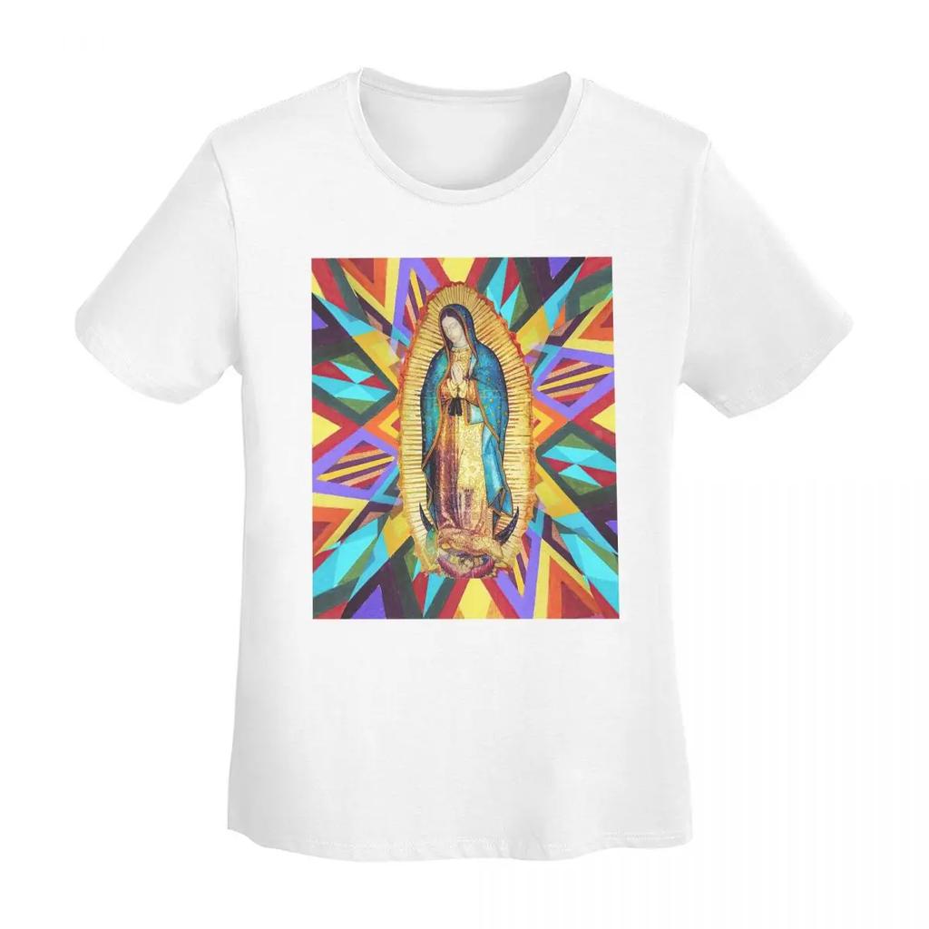 Our Lady Of Guadalupe Virgin Mary Mexican TShirt Women Short Sleeve T Shirts Crew Neck Clothes Cotton Summer Tees Streetwear
