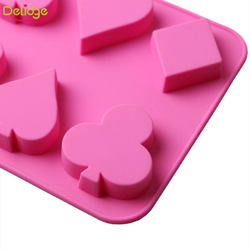 1 st 3D Poker Tårtform Silikonblock Hjärtform Fondant Choklad Godisform