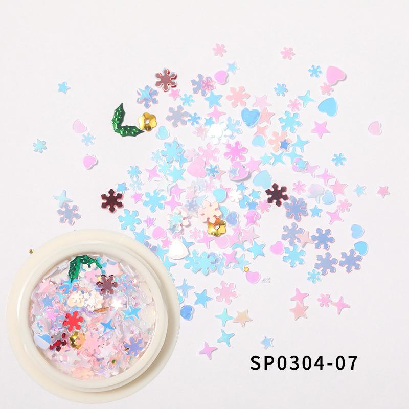 Christmas Gift Hollow Out Gold Nail Glitter Sequins Snow Flakes Mixed Design Decorations For Nails Art Pillette Nail Accessories