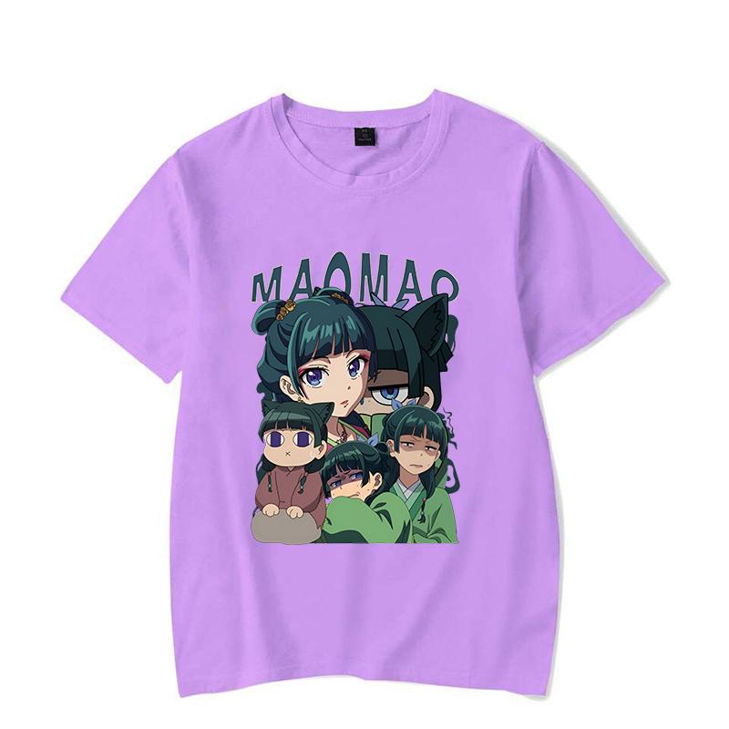 

Аниме Дневник фармацевта Мао Мао Печатный Harajuku Модные летние свободные повседневные хлопковые футболки с коротким рукавом и круглым вырезом для женщин L фиолетовый