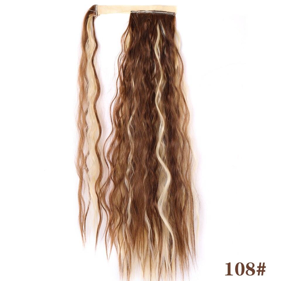LUPU Synthetic Long Corn Perm Ponytail Hair Extension Clip In Hairpiece For Women Wrap Around Magic Paste Ponytail Extensions