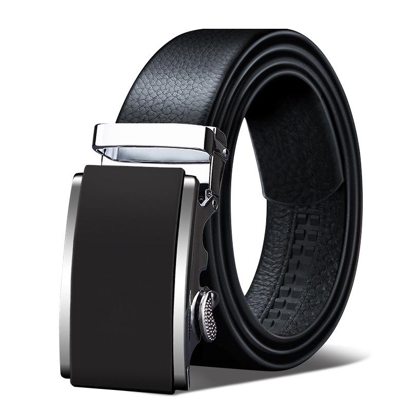 Men's Belt Genuine Leather Business Automatic Buckle Two-layer Cowhide Trendy Young Men's Trousers Belt