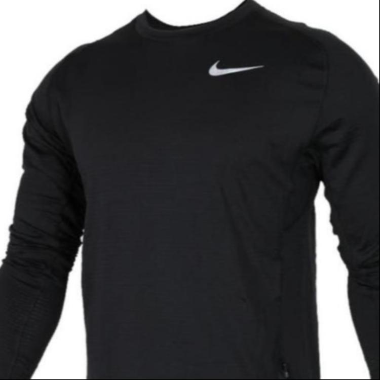 Nike Logo Print Crew Neck Long Sleeve T-Shirt Men Tops Black 857828-011