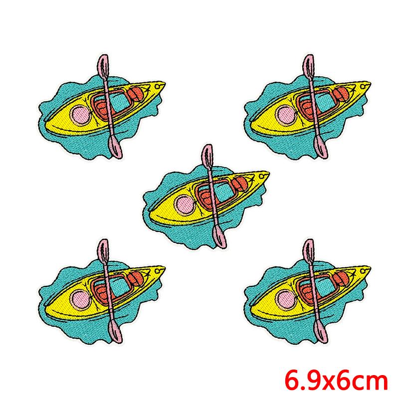 10pcs Lots Summer Wave Slippers Embroidered Patches On Clothes Shell Coral Patch Iron On Patches For Clothing Hats Jackets Diy