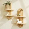 Oval Threaded Wooden Wall Shelves Natural Artistic Wooden Stand Wall Mounted Shelf  Living Room