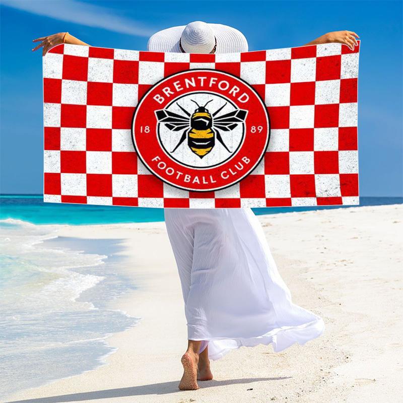 Brentford FC Print Beach Towel, Large Soft Quick Dry Towel for Beach Camping Swimming