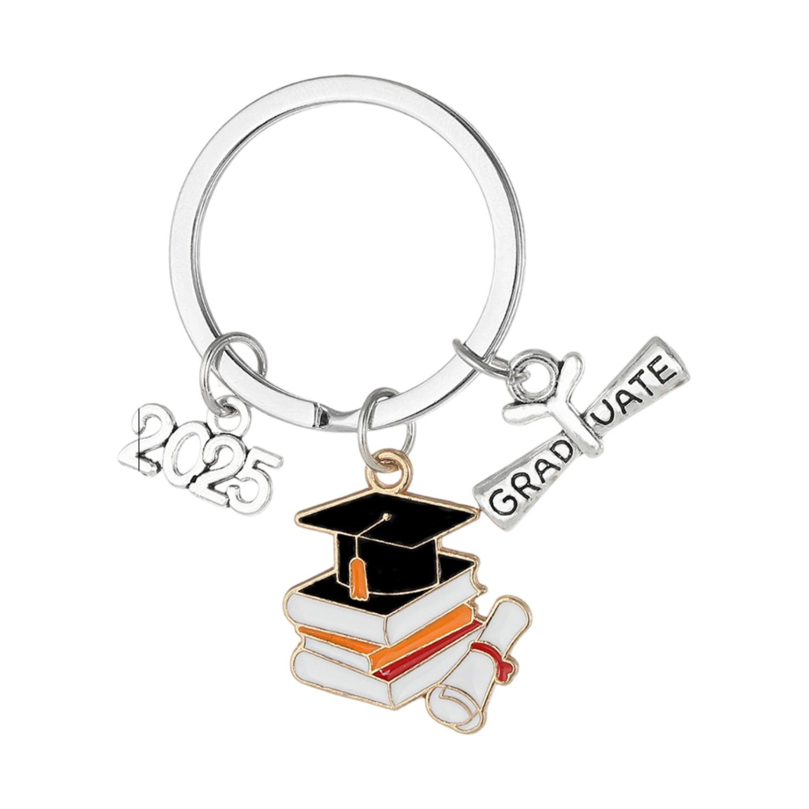 Graduation Keychain Stainless Steel Keychain Graduation Gift Backpack Pendant One Size