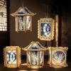 Retro DIY Lantern Classical Glowing Lanterns Wooden Handheld Lanterns Mid-Autumn Festival