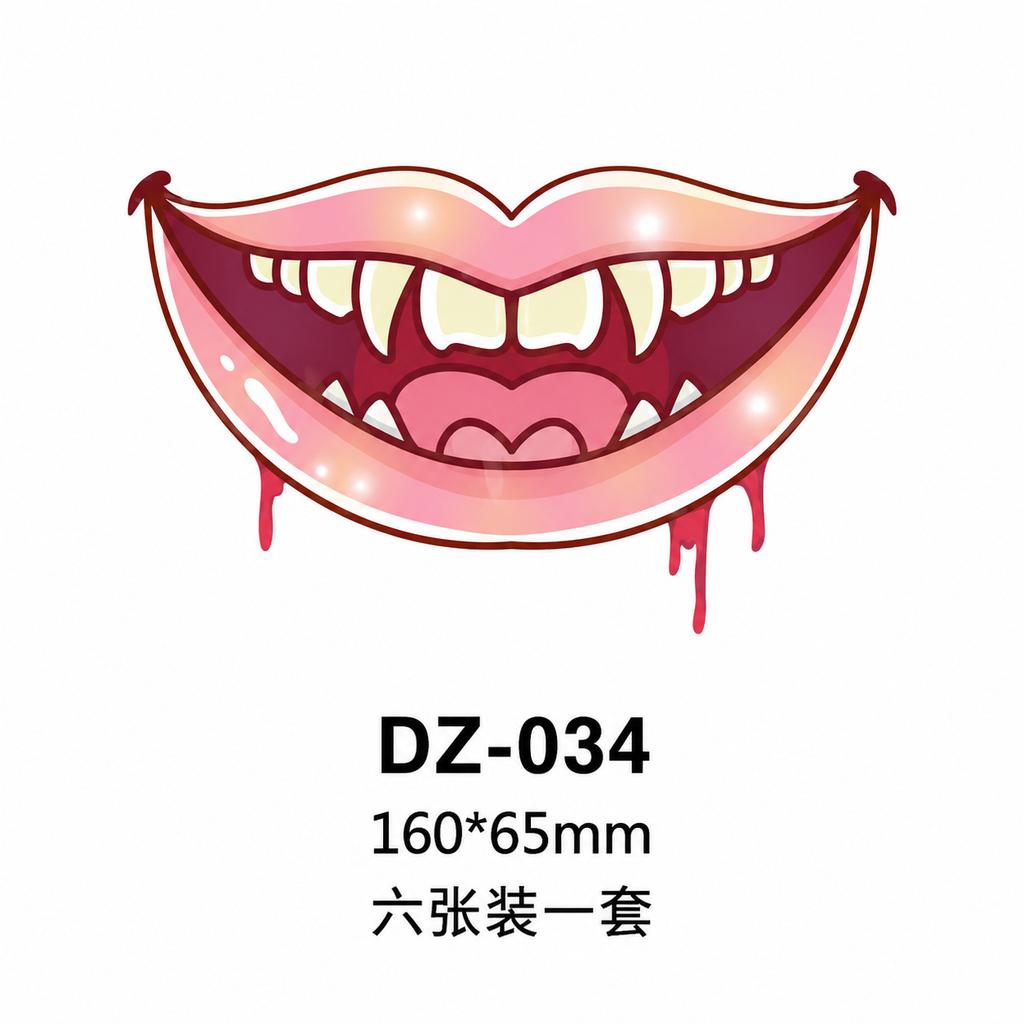 Halloween Mouth Temporary Tattoo Stickers, Vampire Lip Face Stickers for Halloween Party Makeup Decor