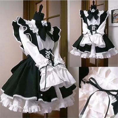 Completo da Cameriera da Uomo Lolita Cosplay Carino Sexy Erotico Kawaii Costume da Caffè Nero Bianco Uniforme da Uomo Grembiule Vestito Carino Fiocco
